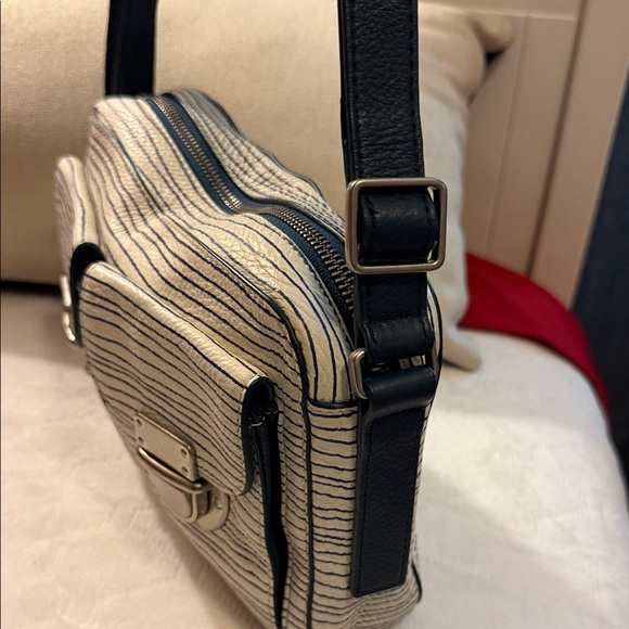 Fossil Women's Crossbody Bag - Navy Blue and Cream Stripes - Picture 5 of 11